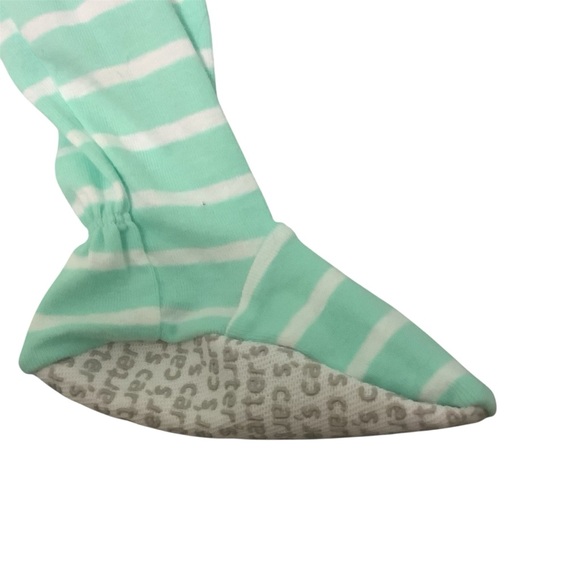 NWT Carters Ladybug Green and White Striped Footed Sleeper 12M - Picture 4 of 4